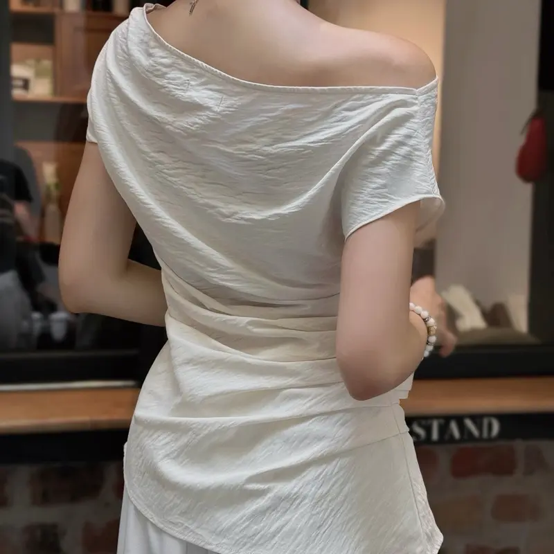 CẨM| Áo lệch vai nữ màu Kem tiêu “ Cẩm” Top siêu mát cho mùa hè 1