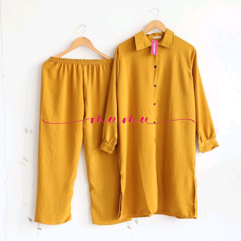 MUMU - (BAHAN TEBAL) Veronaaa Set Setelan Crinkle Wanita Muslimah Kekinian by Mumu Fashion Grosir Solo Nyaman Dipakai Baju Atasan dan Celana Airflow 7