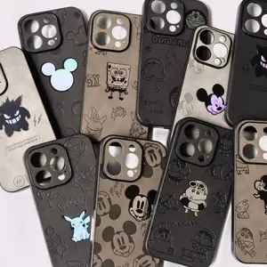 CASE LEATHER MOTIF TERLENGKAP!! SHINCHAN  PIKACHU MICKEY GENGAR GRADIENT LASER SUPER KEREN IP 17 PROMAX 17 PRO 17AIR 16 PROMAX 16 PRO 16 16 PLUS  15 PROMAX 15 15PRO 15PLUS XR 11 11PRO 11PROMAX 12 12PO 13PROMAX 13 13PRO 14PRO MAX Casing Cover