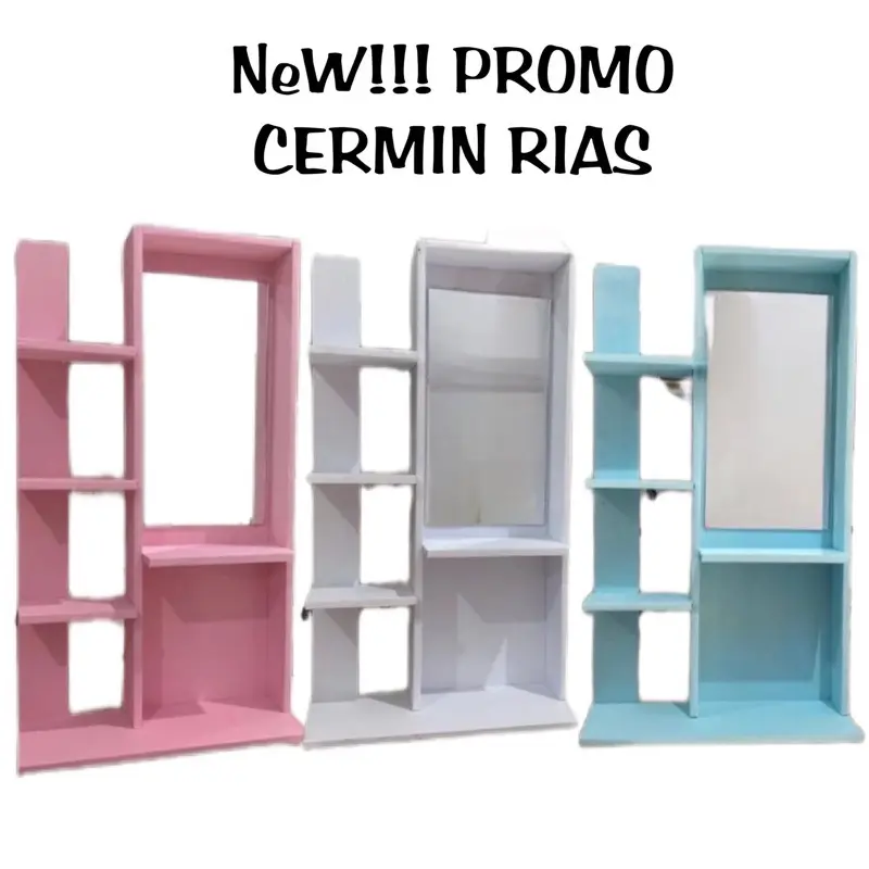 cermin rias satu sisi/cermin tangga/tempat make up/tempat kosmetik/kaca murah unik/cermin murah/cermin rias model baru/kaca estetik/cermin Biru Pink Putih