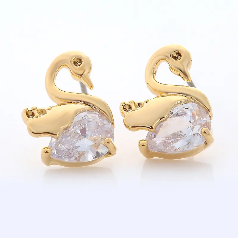 Golden Goose-Zircon Stud Earrings Crystal Earrings Korean European and American Cute Fashion Elegant Jewelry Hot-Selling Earrings