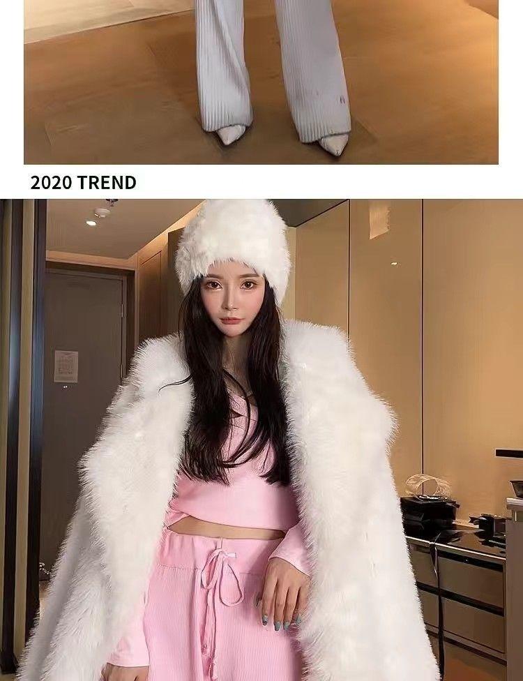 Product Introduction of 2024 New Imitation Fox Fur Slim Fashion Mid-Length Suit Fur Young Environmental Protection Fur Plush Coat for Women 5