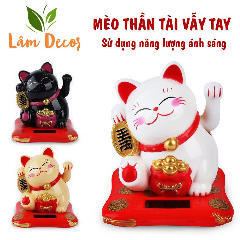  Mèo Thần Tài Vẫy Tay Sử Dụng Năng Lượng Ánh Sáng Năng Lượng Mặt Trời Mèo May Mắn Trang Trí Bàn Học Decor Phòng Trang Trí Nhà 