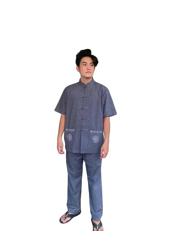 ĐỒ LAM ĐI CHÙA # MẪU LÃNH TRỤ NAM TAY NGẮN - VẢI LINE THUN - DÀNH CHO NAM Áo Menswear Sơ Mi Nâu Quần Âu