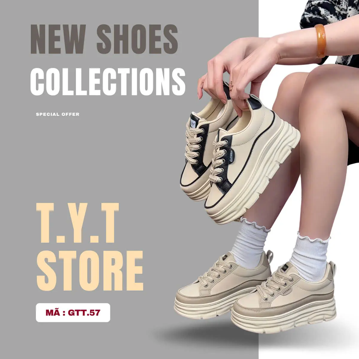 T.Y.T Store Giày nữ độn đế 7cm (Đế cao 4,5cm+lót độn 2,5cm) hottrend- GTT.57 sneaker