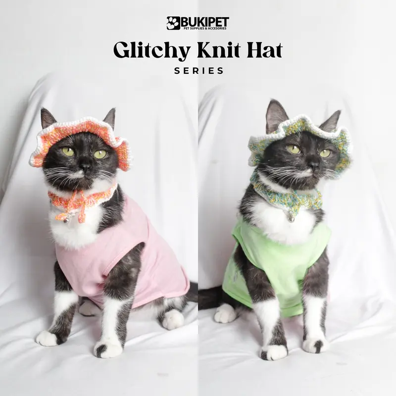 topi kucing rajut aksesoris hewan lucu murah - GLITCHY KNIT HAT 1