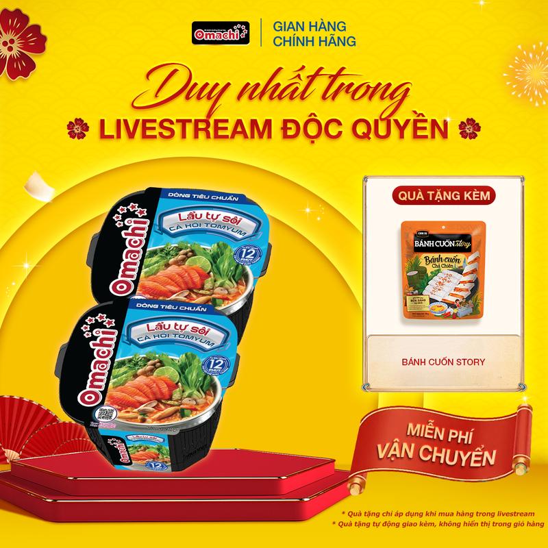 Combo 2 Mì Omachi lẩu tự sôi cá hồi tomyum 119gr