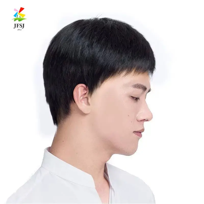 Wig penutup kepala penuh pria paruh baya dan tua rambut pendek menutupi kepala botak rambut putih botak nyaman wig bernapas alami