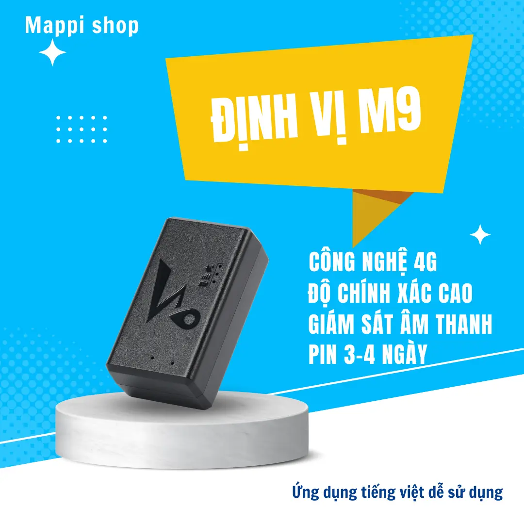 Thiết bị định vị không dây GPS M9, dùng cho xe máy oto, định vị trực tuyến, giám sát hành trình, lưu lịch sử di chuyển 90 ngày.