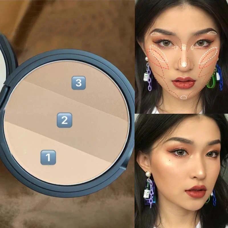 3 Colors Contouring Blush Powder Palette Cosmetic Long Lasting Natural Stereoscopic Face Shading Powder Contour Powder Palette 5