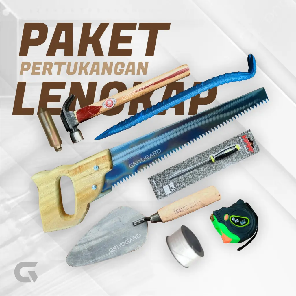 PAKET ALAT PERTUKANGAN Gergaji Kayu Palu Meteran Linggis kikir cetok