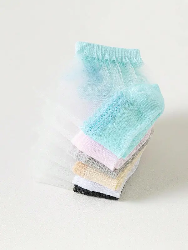 Random Women's Contrast Mesh Low Cut Socks, Casual Comfortable Breathable Socks for Daily Wear, Women's Socks for All Seasons 4