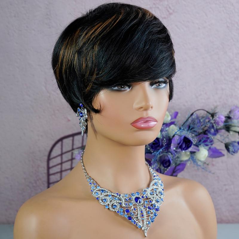 Wholesale Brazilian 100% Human Hair Machine Made Bob Wigs  Pixie Cut Wig Human Hair Short Pixie Wigs for Black Women 1