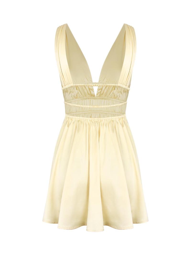 Product Introduction of Women's Solid V Neck Satin Cami Romper, Chic Casual Comfy Spaghetti Strap Romper for Summer, Ladies Clothes for Beach Holiday 6