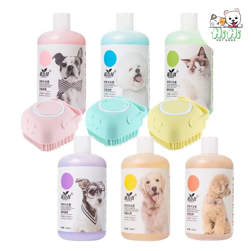 Combo dụng cụ tắm và sữa tắm Dorrikey 510ml cho chó mèo 0