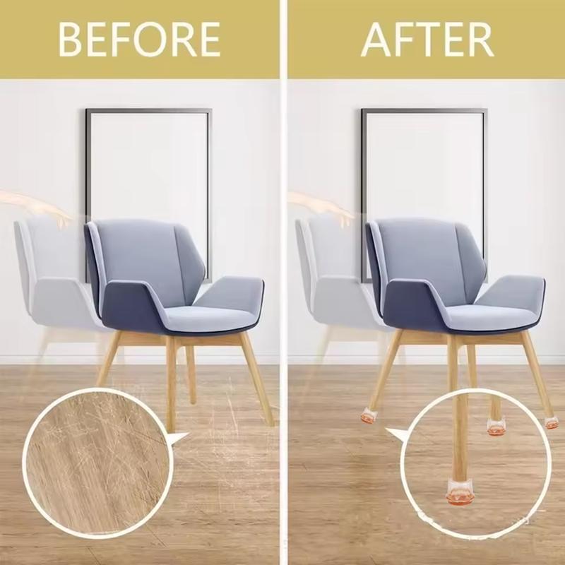 Product Introduction of 4 PCS Thick Anti Slip Silent Table Chair Foot Cover Round Square Transparent Wear Resistant Sofa Leg Protective Covers 24