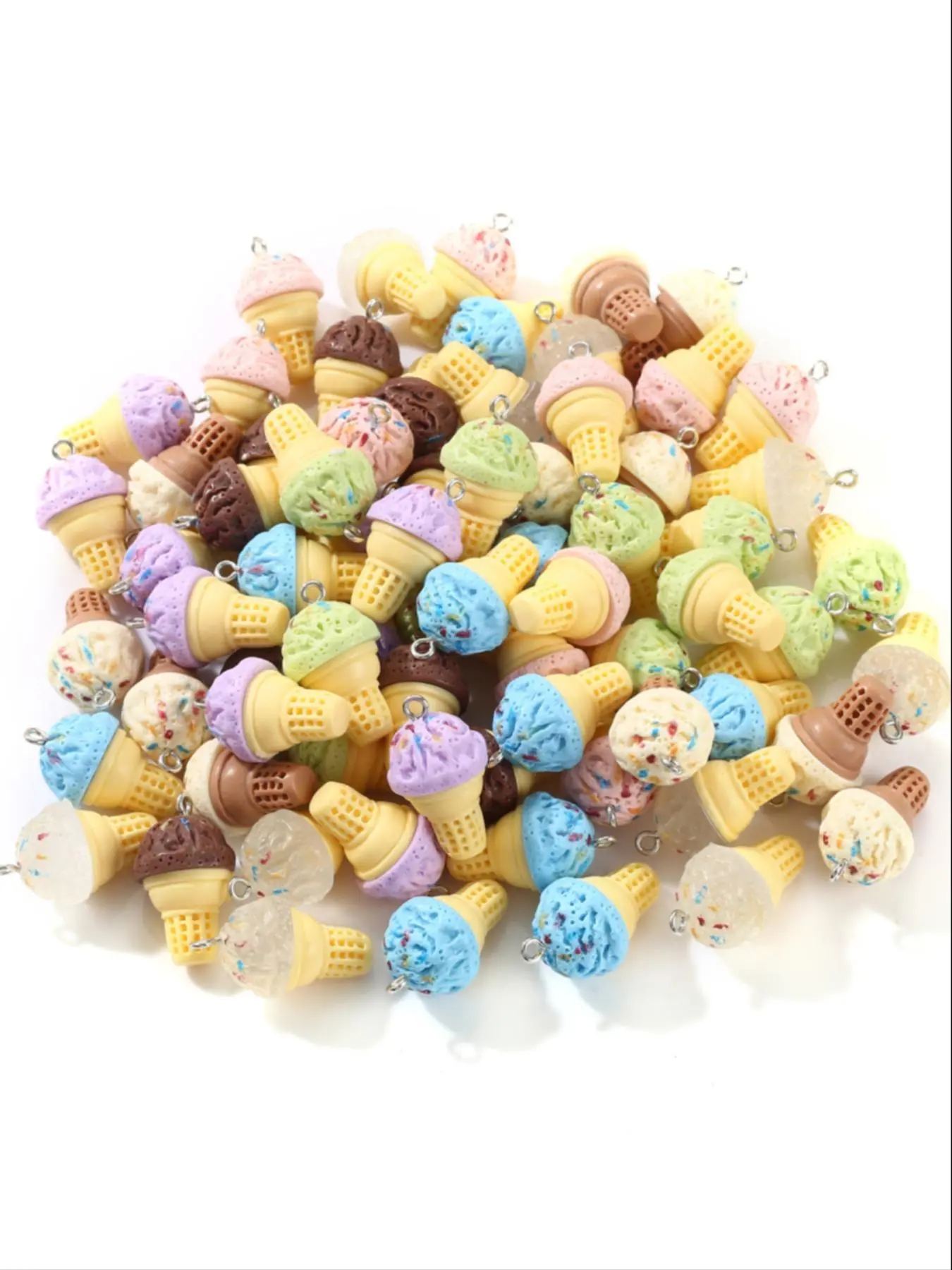Ice Cream Design Resin Pendant, Colorful Ice Cream Charm for DIY Necklace Bracelet Keychain Earrings Phone Chain, Fashion Accessories for Women & Girls