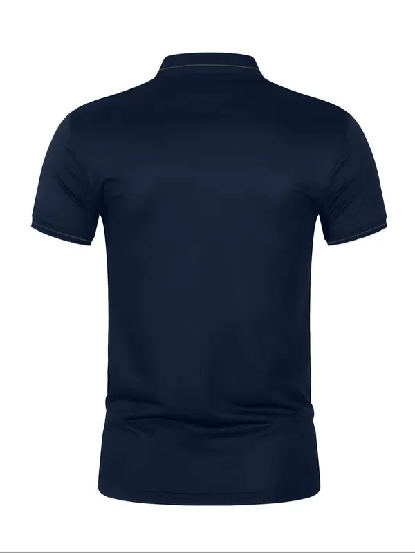 Men's Regular Fit Solid Short Sleeve Polo Shirt, Casual Comfy Breathable Collared Top for Summer, Fashion Men's Clothes for Daily Wear, Tropical 1