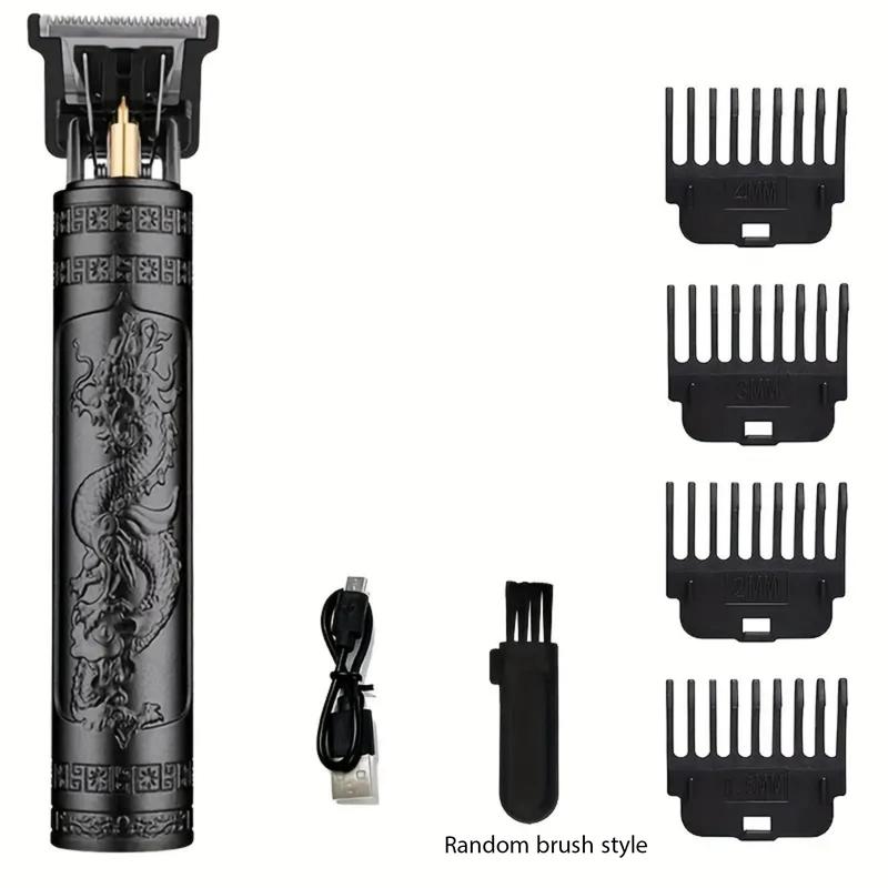 Bộ Chải Chuốt Tóc & Tông Đơ Cắt Râu Nam, Chuyên Nghiệp, Có Thể Sạc Lại USB, Dao Cạo Điện Cầm Tay Kèm Bàn Chải Làm Sạch, Thích Hợp Để Chạm Khắc Tóc, Ngoại Hình Sành Điệu 2