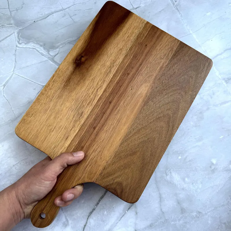Wooden Pizza Board with Handle, 1 Count Wooden Food Tray, Kitchen Restaurant Hotel Bar Entertainment Convenient and Practical Outdoor Barbecue 2