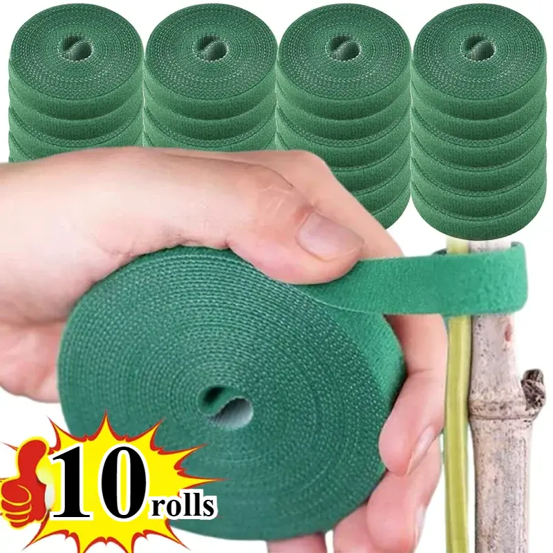 5/10Rolls Nylon Plant Ties Green Garden Twine Resealable Cable Ties Home Plant Bamboo Cane Support Fastener Home Garden Accessories