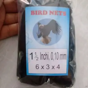 jaring burung kecil 1½ inchi tebal 0.10 ada 4 kantong tali siap pakai jaring burung hitam