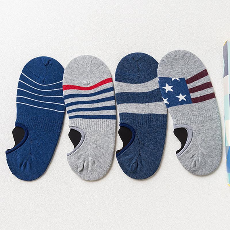 Tất lười nam họa tiết America chất cotton co giãn tốt, tất đi giày lười nam Vải Cotton có silicon chống tuột gót hiệu quả Menswear 5