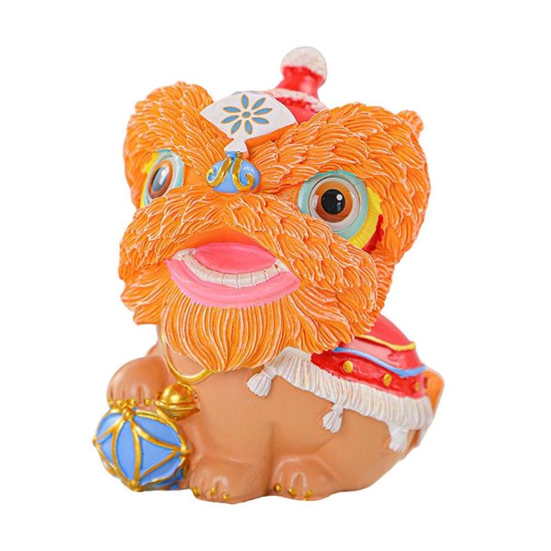Chinese Lion Dance Statue, Resin Figurine Housewarming Gift Ornament, Spring Festival Decoration for Home Shelf Bedroom 5