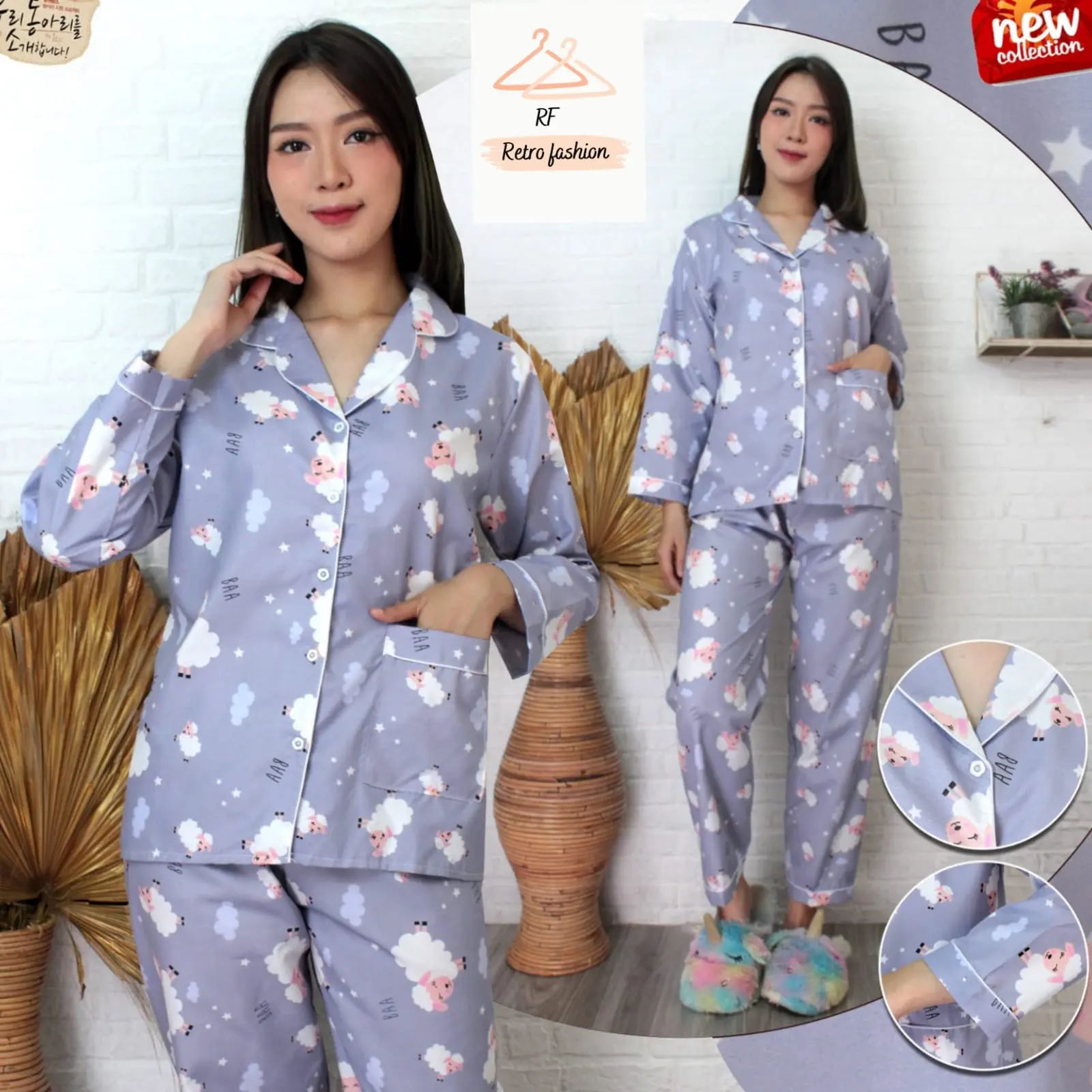 Piyama Domba Baju Tidur Cewe Dewasa Kekinian Katun