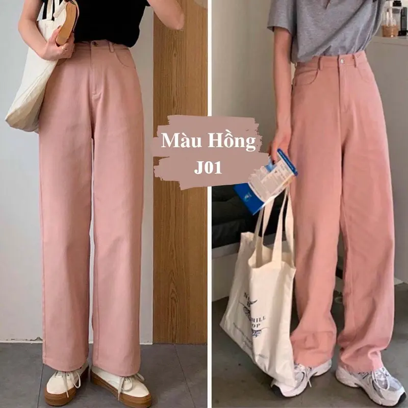 Quần Jean Nữ Ống Rộng Lưng Cao MASSEC - Chất Kaki Đứng Form, Nhiều Màu Sắc J01 8