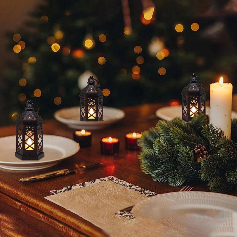 Moroccan LED Candle Light, Vintage Lantern Ornament, Decorative Night Light, Farmhouse Decoration, Wedding Table Center, Battery Included 5