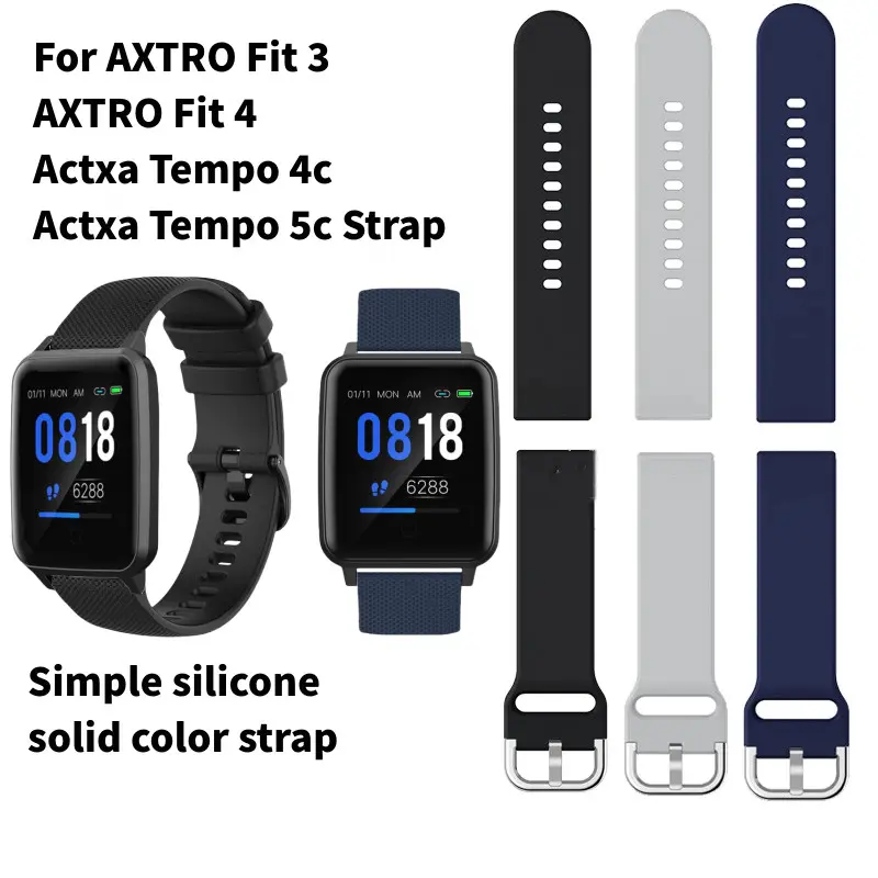 For AXTRO Fit 3/AXTRO Fit 4/Actxa Tempo 4c/Actxa Tempo 5c Strap Simple Solid Color Strap