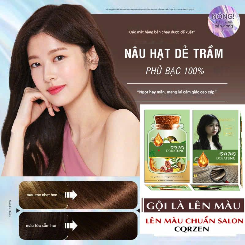 DẦU GỘI NHUỘM NÂU HẠT DẺ TRẦM, Hộp 10 gói 20ml, Bubble, Dầu gội phủ bạc, không kích ứng Nhuộm Tóc Đổi Màu Tóc Nữ Dưỡng Tóc Women thuốc  nhuộm coco  nhuộm thuốc nhuộm tóc nâu lạnh dầu  gội  phủ  bạc