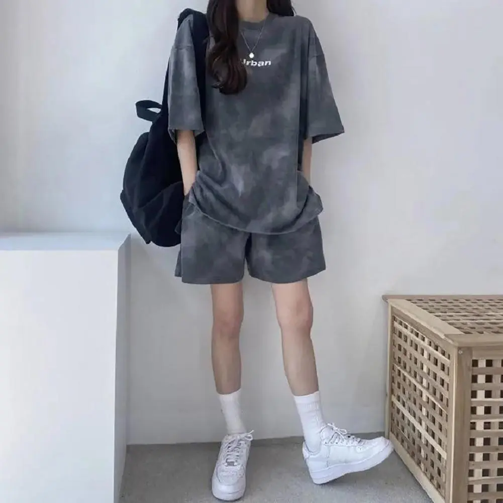 Casual Sport Suits Short Sets Suit Women Summer Oversize Korean Short-sleeved T-shirt + Shorts Letter 2pcs Sets Womenswear Check Fit Light Lady Overalls Lingerie