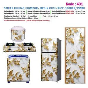 WWS Stiker Kulkas/Stiker mesin cuci/Stiker Kompor/Stiker Pintu/Stiker Magiccom Ornament Emas Putih