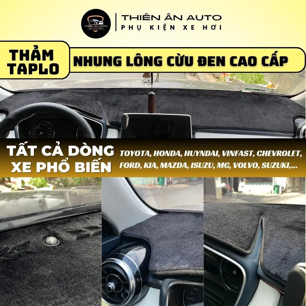 Thảm Taplo Nhung Lông Cừu Đầy Đủ Các Dòng Xe - Chất Liệu Nhung Lông Cừu - Chuẩn Form - Chống Nóng, Chói - Chống Hắt Sáng Kính - Thiên Ân Auto