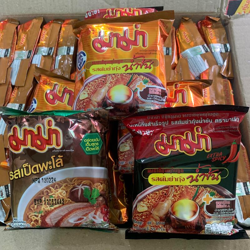 Thùng mix 3 vị mì MaMa Thái, vị Tômyum gói 55g, vị Vịt Tiềm gói 55g , vị Tôm chua cay x2 gói 55g ( thùng 30 gói ) Vị Chua Miến