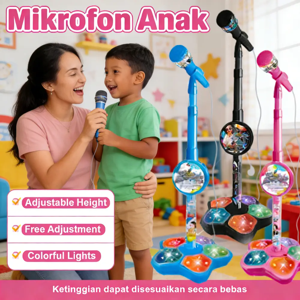 Mainan Mikrofon Anak Karaoke Music Player Terkait Smartphone, Edukatif & Kreatif, Ideal Hadiah Ulang Tahun & Liburan - Model [Model Name] - Panjang [Panjang cm], Lebar [Lebar cm], Tinggi [Tinggi cm]