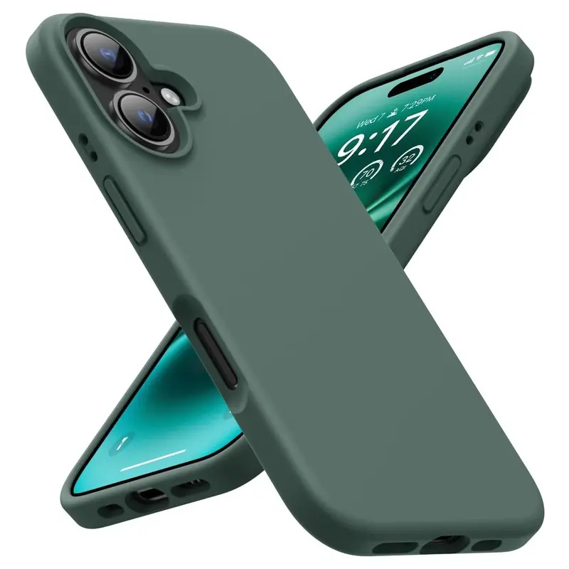 Shockproof Liquid Silicone Phone Case with Soft Anti-scratch Microfiber Lining, Ultra Slim Drop Protector Phone Cover for iPhone 16 15 14 13 12 11 Pro Max Plus, Casing 7