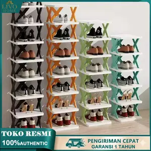 LIVO HOME Rak Sepatu X 4-9 Susun Viral Zigzag Material Plastik PP Ringan & Kokoh Pilihan 4-9 Tingkat Mudah Dipasang Gratis Ongkir