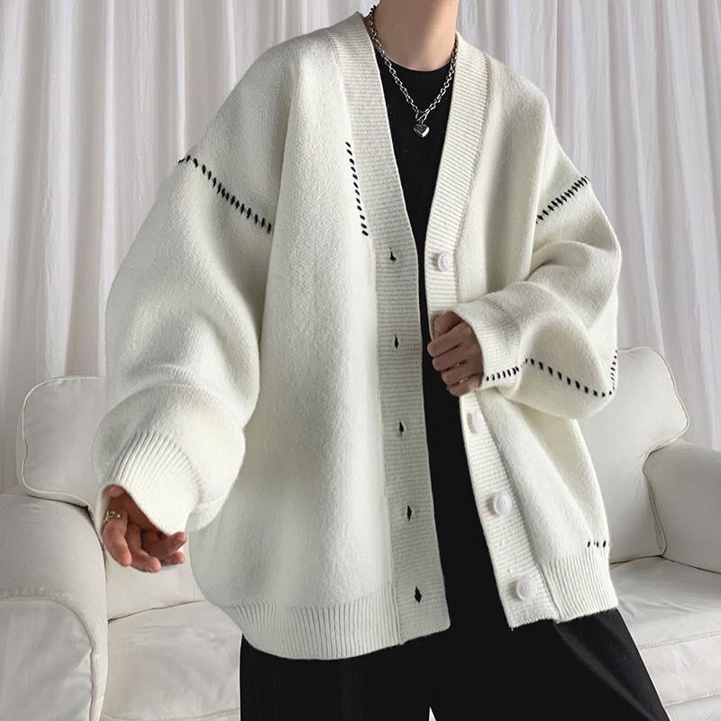 Áo Cardigan Dệt Kim, Phong Cách Cổ Điển Thường Ngày Dành Cho Nam Giới, Phong Cách Nhật Bản, Xu Hướng Thu Đông, Áo Len Bông Độc Đáo 1