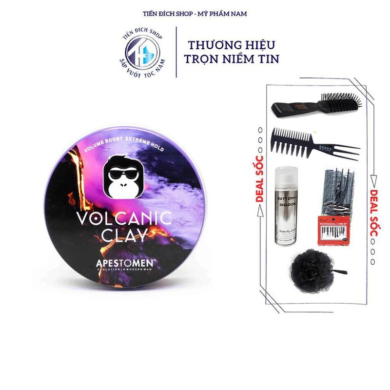 [CHÍNH HÃNG] Sáp vuốt tóc Volcanic Clay V5 2022 Nắp Nhôm Chính Hãng Singapore + Tặng lược tạo kiểu Chaoba cao cấp HOẶC Lược Texture HOẶC Bông tắm than tre Chăm Sóc Tóc