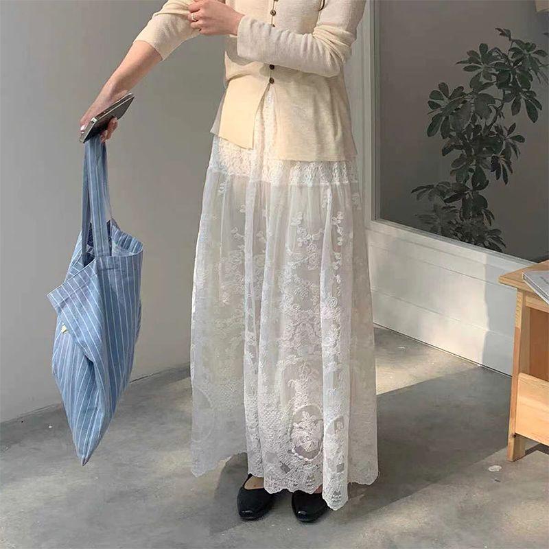 Product Introduction of Váy Ren, Màu Trắng, Cạp Cao Cho Nữ, Thiết Kế Đẹp, Hình Quả Lê Độc Đáo Phong Cách Pháp, Váy Ôm Thanh Lịch, Váy Chữ A Women 3
