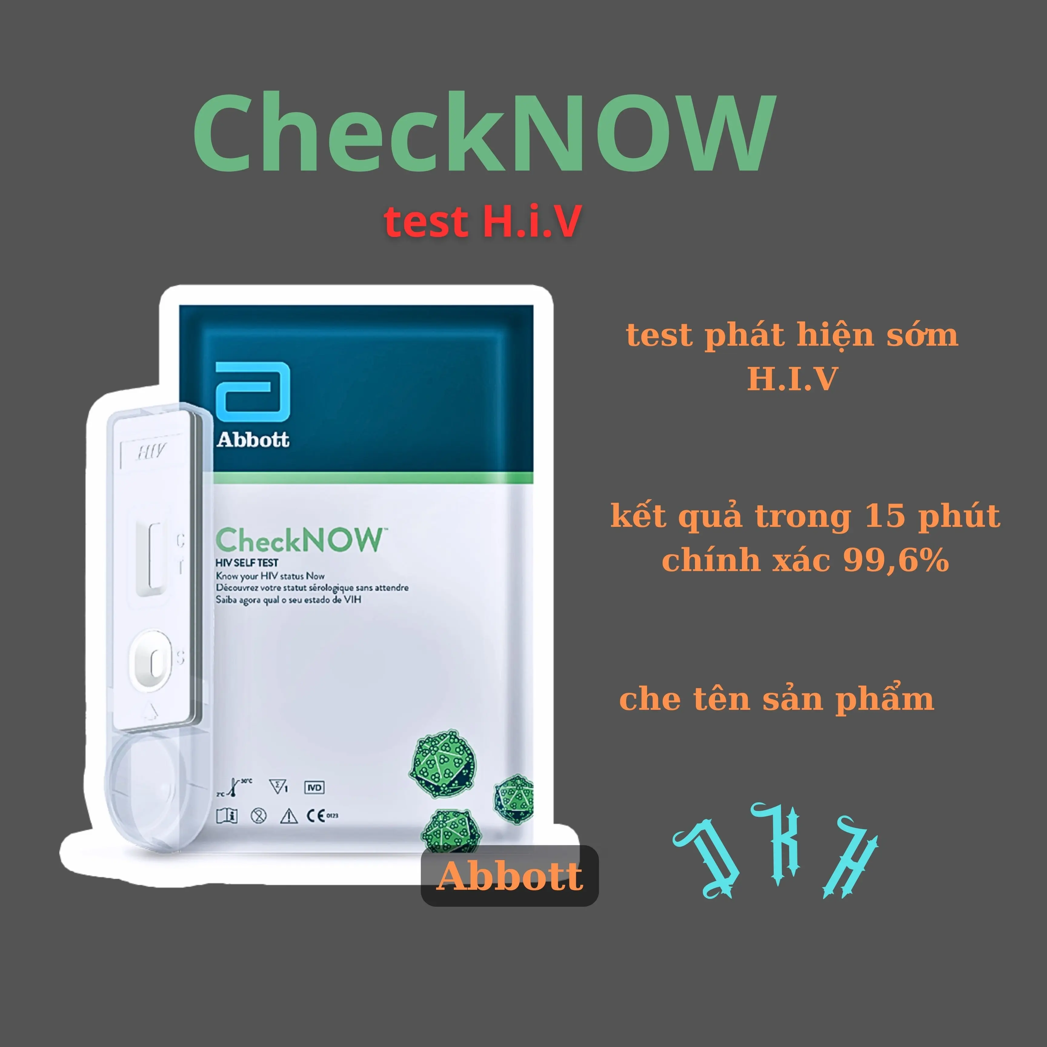 Bộ xét nghiệm Check Now Self test (che tên), test H.I.V tại nhà, chính xác 99.6%, sản xuất ABBOTT