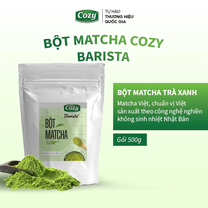 Bột Matcha Cozy Túi Lớn 500gr Trà XanhCông Nghệ Nghiền Không Sinh Nhiệt Nhật Bản