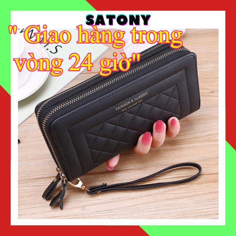 Yêu Thích Mới Của Phụ Nữ! Mẫu Mới Dài Tay Cầm Ví, Thiết Kế Khóa Kéo Đôi, Túi Thẻ Dung Lượng Lớn Túi Điện Thoại Di Động Tất Cả Trong Một" Giao Hàng Trong Vòng 24 Giờ" 1