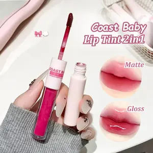 2IN1 Lip Cream Matte & Gloss Finish Long Lasting Ringan & Tahan lama 5 Varian Warna