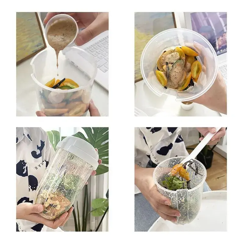 One Two Cups Salad Portable Bottle Lunch Container 1L with Fork - RF20 Buah Simple Wadah Garpu Kitchenware Makan Sayur 6