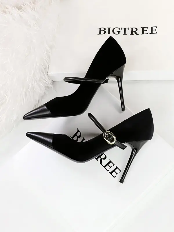 Women's Minimalist Temperament Solid Color Pointed Toe Stiletto Heels, Elegant Buckle Design High Heels for Party, Fashionable Heels for Women, Gift Ideas for Women Heelys, Shoes for Women 5