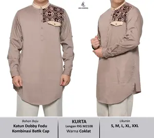 Baju Koko Kurta Pria Dewasa Lengan Panjang Coklat Katun M2109